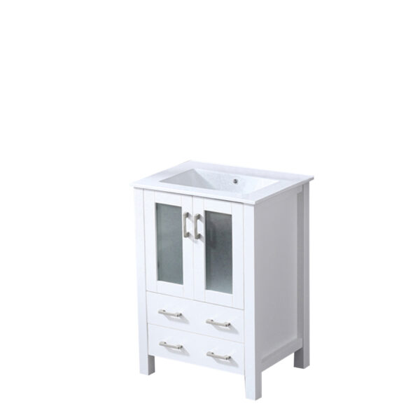 Volez 24W x 18.25D White Bath Vanity and White Ceramic Top