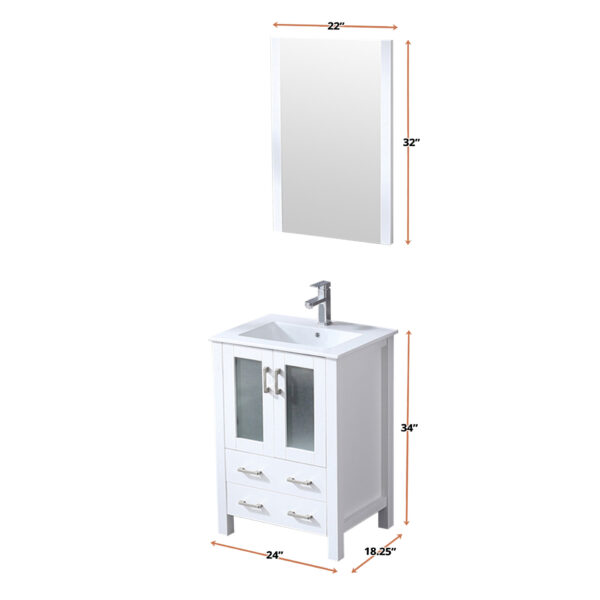 Volez 24W x 18.25D White Bath Vanity