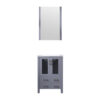 Volez 24W x 18.25D Dark Grey Bath Vanity, White Ceramic Top, and 22Mirror