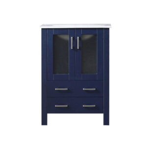 Volez 24W x 18.25D Navy Blue Bath Vanity and White Ceramic Top