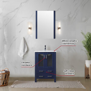 Volez 24W x 18.25D Navy Blue Bath Vanity