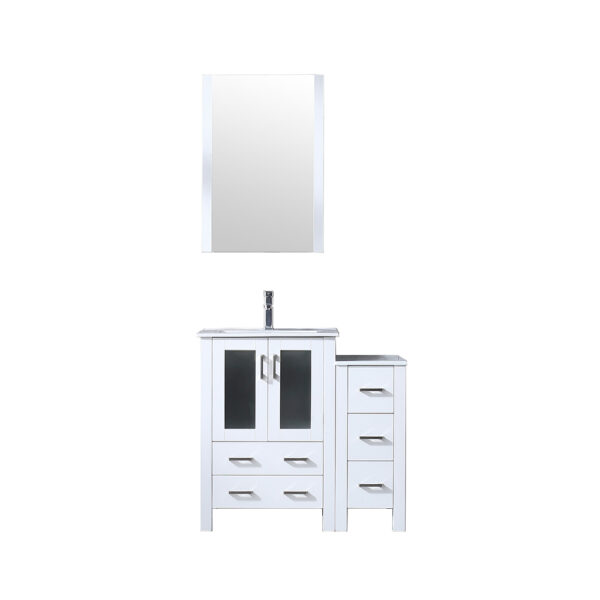 Volez 36W x 18.25D White Bath Vanity with Side Cabinet, Faucet Set, and 22Mirror