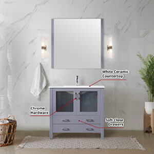 Volez 36W x 18.25D Dark Grey Bath Vanity