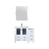 Volez 42W x 18.25D White Bath Vanity with Side Cabinet, Faucet Set, White Ceramic Top, and 28Mirror