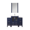 Volez 48W x 18.25D Navy Blue Bath Vanity with Side Cabinets, Faucet Set, White Ceramic Top, and 22Mirror