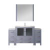 Volez 60W x 18.25D Dark Grey Bath Vanity with Side Cabinets, Faucet Set, White Ceramic Top, and 34Mirror