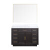 Abbey 48W x 22D Black Oak Single Bath Vanity, Carrara Marble Top, and 46Mirror