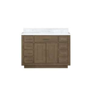 Abbey 48W x 22D Grey Oak Single Bath Vanity and Carrara Marble Top