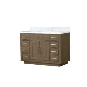 Abbey 48W x 22D Grey Oak Single Bath Vanity and Carrara Marble Top