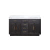 Abbey 60W x 22D Black Oak Double Bath Vanity and Carrara Marble Top