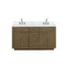 Abbey 60W x 22D Grey Oak Double Bath Vanity, Carrara Marble Top, and Faucet Set