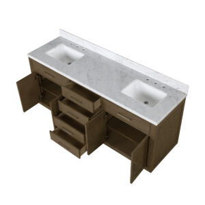 Abbey 72W x 22D Grey Oak Double Bath Vanity and Carrara Marble Top