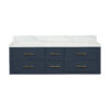 Castor 60W x 22D Blue Double Bath Vanity and Carrara Marble Top