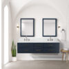 Castor 72W x 22D Blue Double Bath Vanity, Carrara Marble Top, Faucet Set, and 34Mirrors