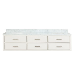 Castor 80W x 22D White Double Bath Vanity and Carrara Marble Top