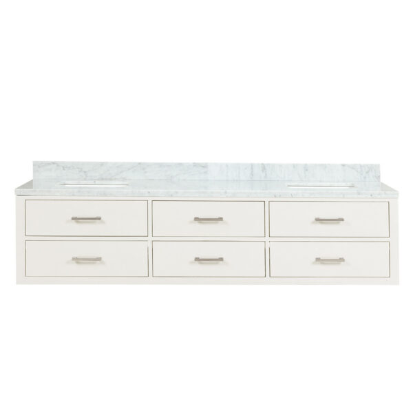 Castor 80W x 22D White Double Bath Vanity and Carrara Marble Top