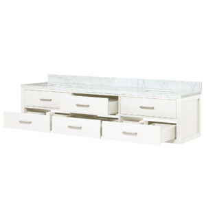 Castor 80W x 22D White Double Bath Vanity and Carrara Marble Top