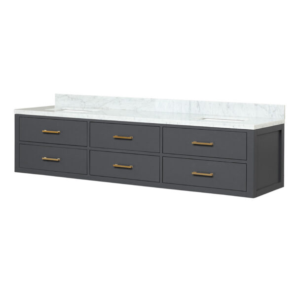 Castor 80W x 22D Black Double Bath Vanity and Carrara Marble Top