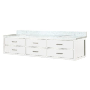 Castor 84W x 22D White Double Bath Vanity and Carrara Marble Top