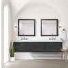 Castor 84W x 22D Black Double Bath Vanity, Carrara Marble Top, Faucet Set, and 36Mirrors