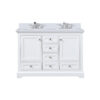 Dukes 48 in. W x 22 in. D White Double Bath Vanity, Cultured Marble Top, and Faucet Set