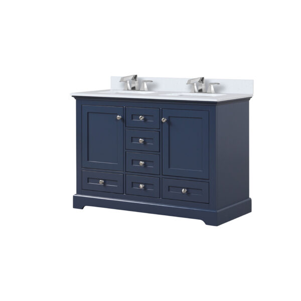 Dukes 48 in. W x 22 in. D Navy Blue Double Bath Vanity, Cultured Marble Top, and Faucet Set