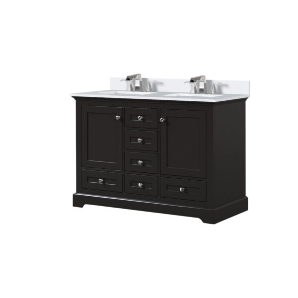 Dukes 48 in. W x 22 in. D Espresso Double Bath Vanity, Cultured Marble Top, and Faucet Set