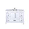 Dukes 48 in. W x 22 in. D White Single Bath Vanity, Carrara Marble Top, and Faucet Set