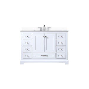 Dukes 48 in. W x 22 in. D White Single Bath Vanity, White Quartz Top, and Faucet Set