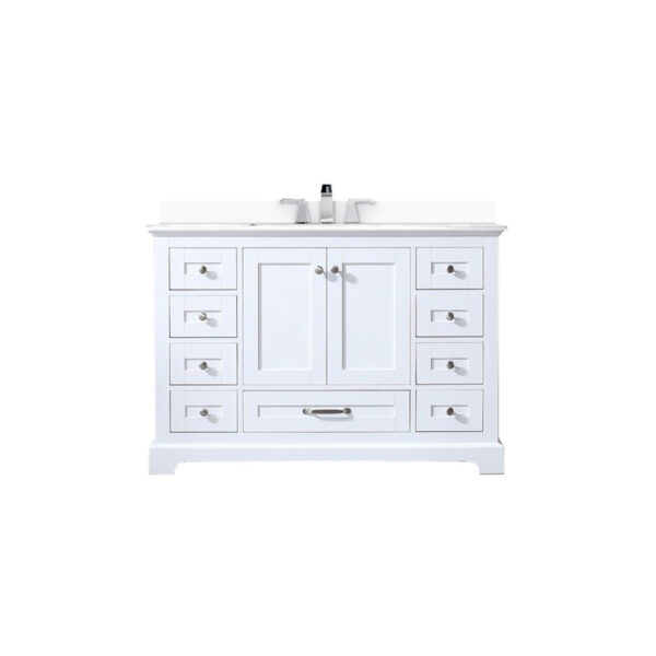 Dukes 48 in. W x 22 in. D White Single Bath Vanity, White Quartz Top, and Faucet Set