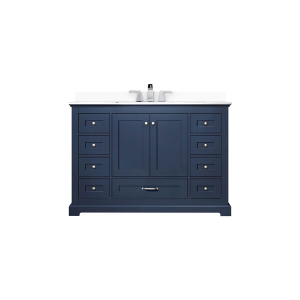 Dukes 48 in. W x 22 in. D Navy Blue Single Bath Vanity, White Quartz Top, and Faucet Set