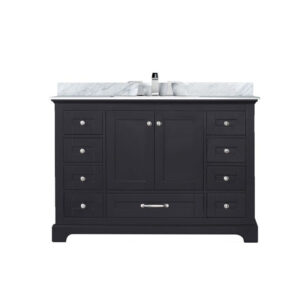 Dukes 48 in. W x 22 in. D Espresso Single Bath Vanity, Carrara Marble Top, and Faucet Set