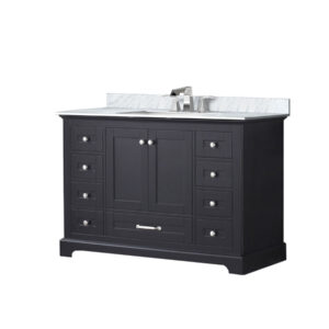 Dukes 48 in. W x 22 in. D Espresso Single Bath Vanity, Carrara Marble Top, and Faucet Set