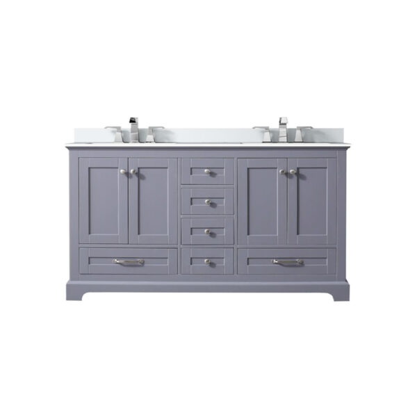 Dukes 60 in. W x 22 in. D Dark Grey Double Bath Vanity, Cultured Marble Top, and Faucet Set