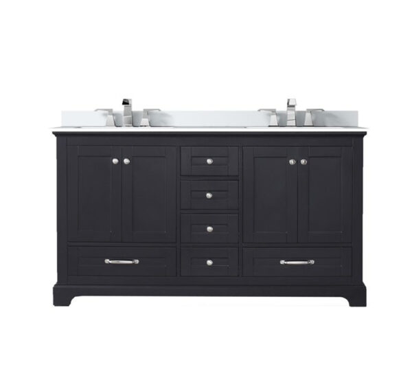 Dukes 60 in. W x 22 in. D Espresso Double Bath Vanity, Cultured Marble Top, and Faucet Set