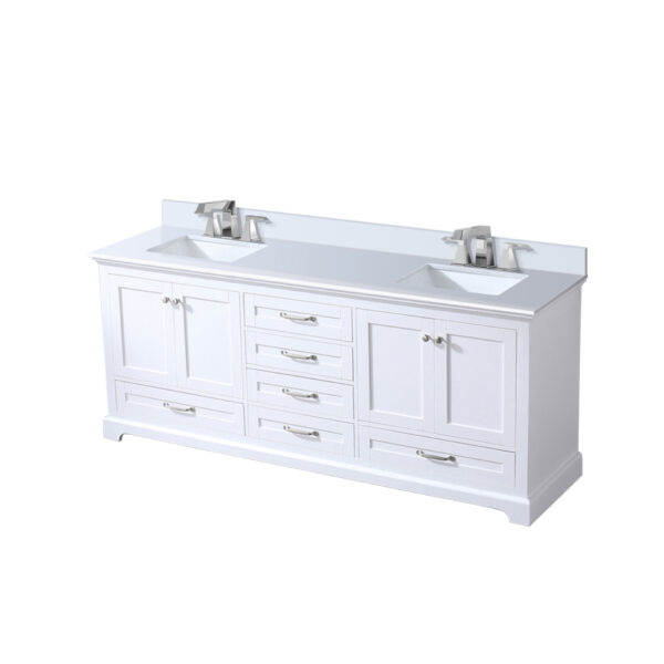 Dukes 80 in. W x 22 in. D White Double Bath Vanity, Cultured Marble Top, and Faucet Set