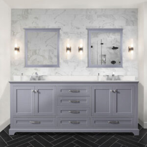 Dukes 80 in. W x 22 in. D Dark Grey Double Bath Vanity and White Quartz Top