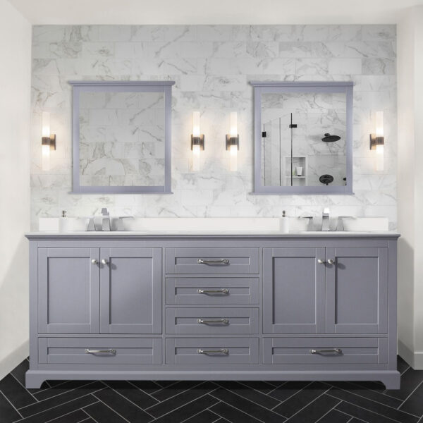 Dukes 80 in. W x 22 in. D Dark Grey Double Bath Vanity and White Quartz Top