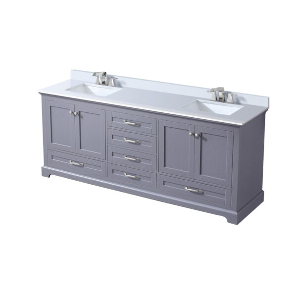 Dukes 80 in. W x 22 in. D Dark Grey Double Bath Vanity, Cultured Marble Top, and Faucet Set