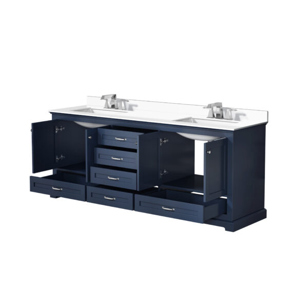 Dukes 80 in. W x 22 in. D Navy Blue Double Bath Vanity, Cultured Marble Top, and Faucet Set