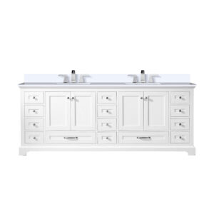 Dukes 84 in. W x 22 in. D White Double Bath Vanity, Cultured Marble Top, and Faucet Set