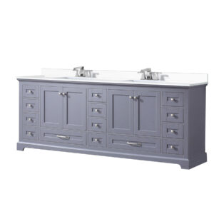 Dukes 84 in. W x 22 in. D Dark Grey Double Bath Vanity, Cultured Marble Top, and Faucet Set