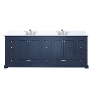 Dukes 84 in. W x 22 in. D Navy Blue Double Bath Vanity, Cultured Marble Top, and Faucet Set