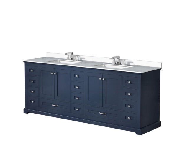 Dukes 84 in. W x 22 in. D Navy Blue Double Bath Vanity, Cultured Marble Top, and Faucet Set