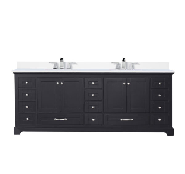 Dukes 84 in. W x 22 in. D Espresso Double Bath Vanity, Cultured Marble Top, and Faucet Set