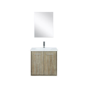 Fairbanks 24W x 20D Rustic Acacia Bath Vanity, Cultured Marble Top, Chrome Faucet Set and 18Mirror