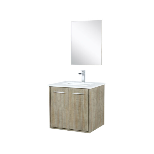 Fairbanks 24W x 20D Rustic Acacia Bath Vanity, Cultured Marble Top, Chrome Faucet Set and 18Mirror