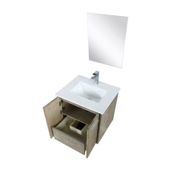 Fairbanks 24W x 20D Rustic Acacia Bath Vanity, Cultured Marble Top, Chrome Faucet Set and 18Mirror