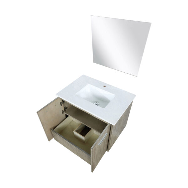 Fairbanks 30W x 20D Rustic Acacia Bath Vanity, Cultured Marble Top and 28Mirror