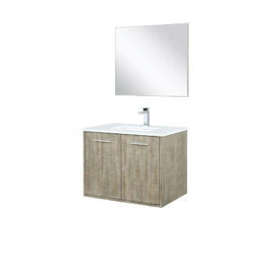 Fairbanks 30W x 20D Rustic Acacia Bath Vanity, Cultured Marble Top, Chrome Faucet Set and 28Mirror